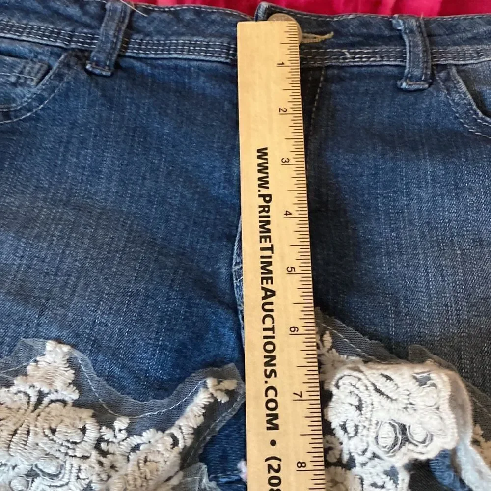 Almost Famous Mid Rise Short Denim with Lace Shorts